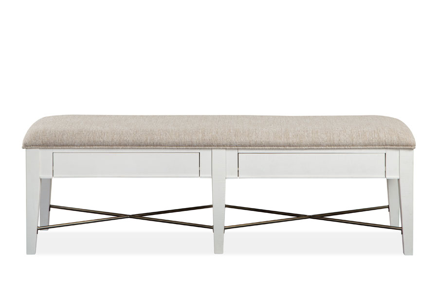 Magnussen Heron Cove White Bench with Upholstered Seat