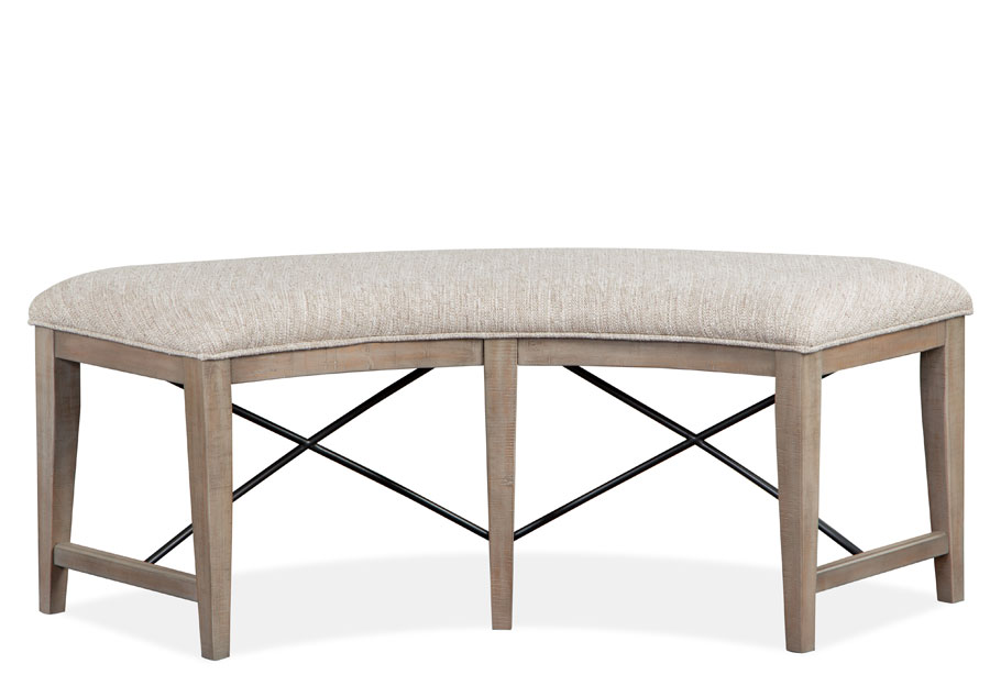 Magnussen Paxton Place Pewter Curved Bench with Upholstered Seat