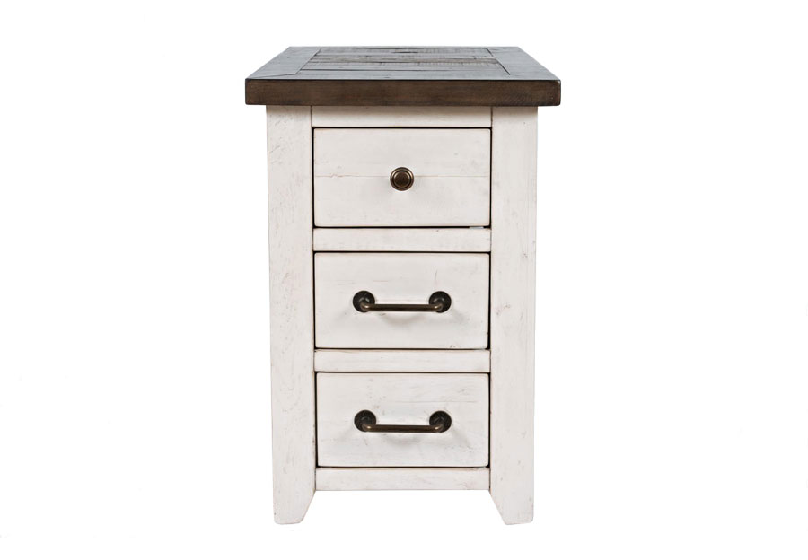 Jofran Madison County Harris Vintage White Chairside Power Accent Table