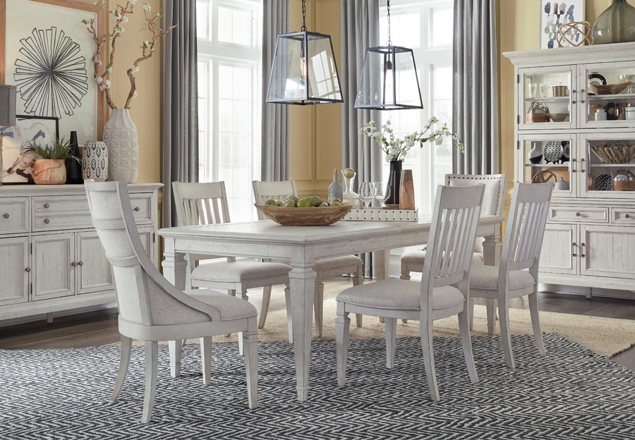 Magnussen Newport Rectangular Dining Table with Four Upholstered Side Chairs