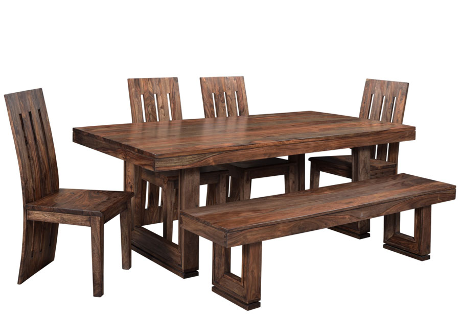 Jaipur Brownstone Sheesham Dining Table with Four Chairs