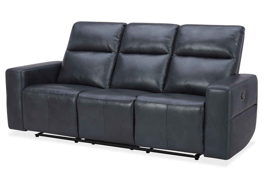 Kuka Relax Ave Navy Leather Match Manual Reclining Sofa
