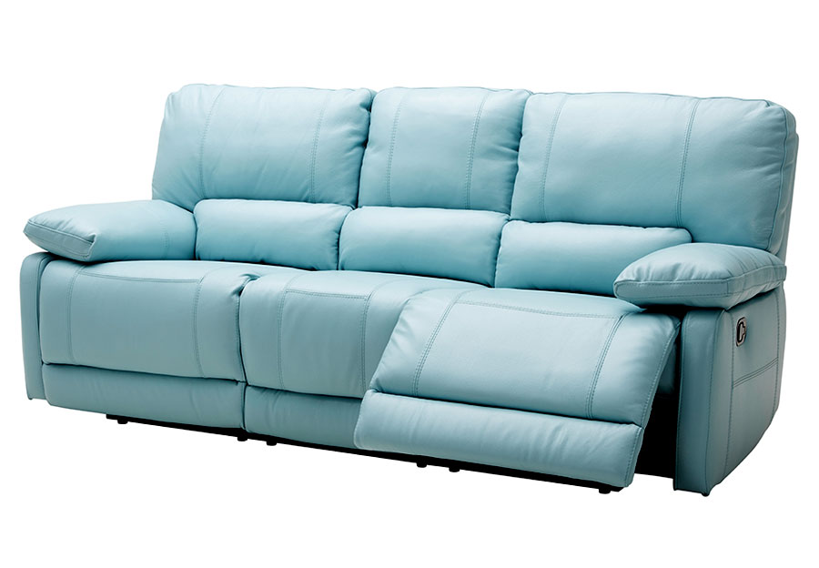 Kuka Maui Light Blue Power Reclining Leather Match Sofa