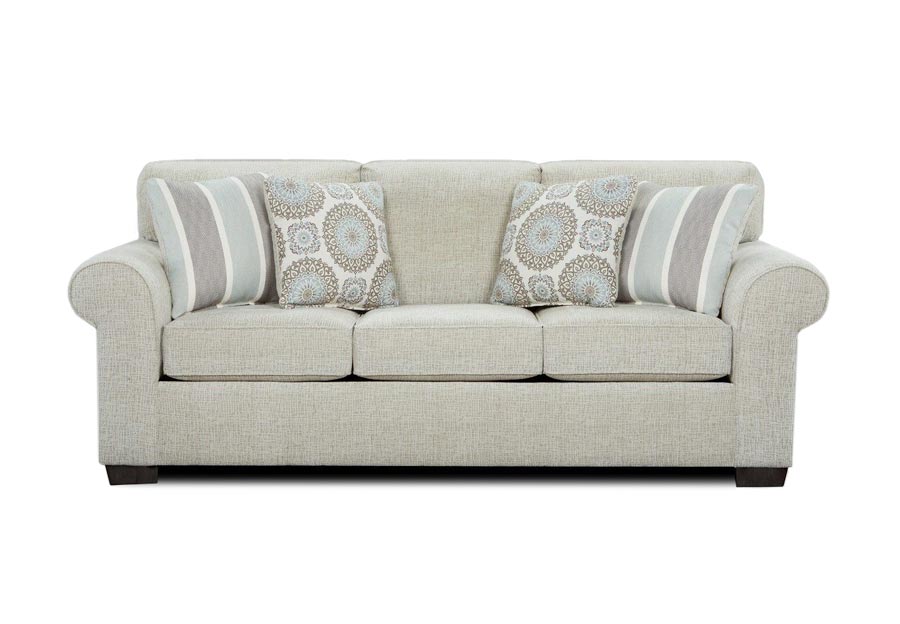 Affordable Furniture Charisma Linen Queen Sleeper Sofa with Brionne Twilight Accent Pillows