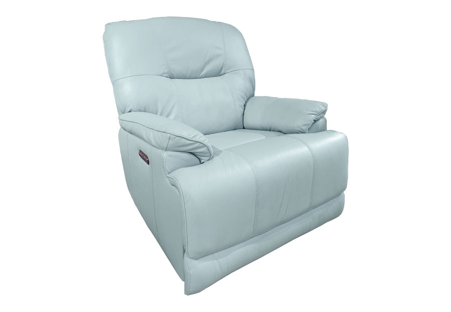 Kuka Loxley Light Blue Triple Power Leather Match Recliner