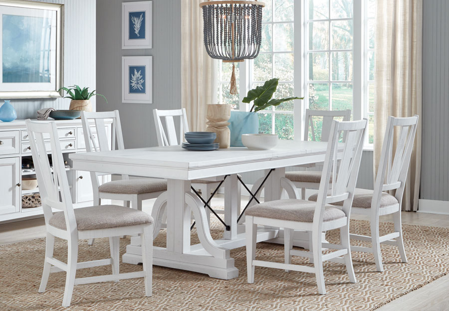 Magnussen Heron Cove White Dining Table with Four Side Chairs