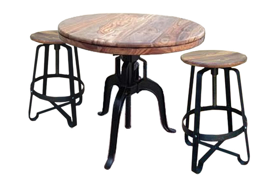 Coast to Coast Brownstone Adjustable Round Pub Table with Two Adjustable Barstools