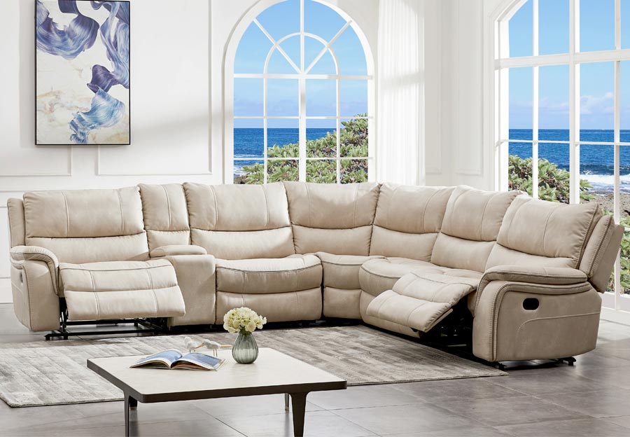 Cheers Cayman Snow Power Reclining Sectional With Two Recliners
