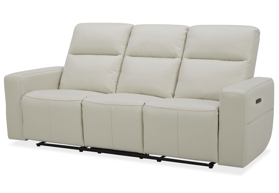Kuka Relax Ave Ivory Leather Match Dual Power Reclining Sofa