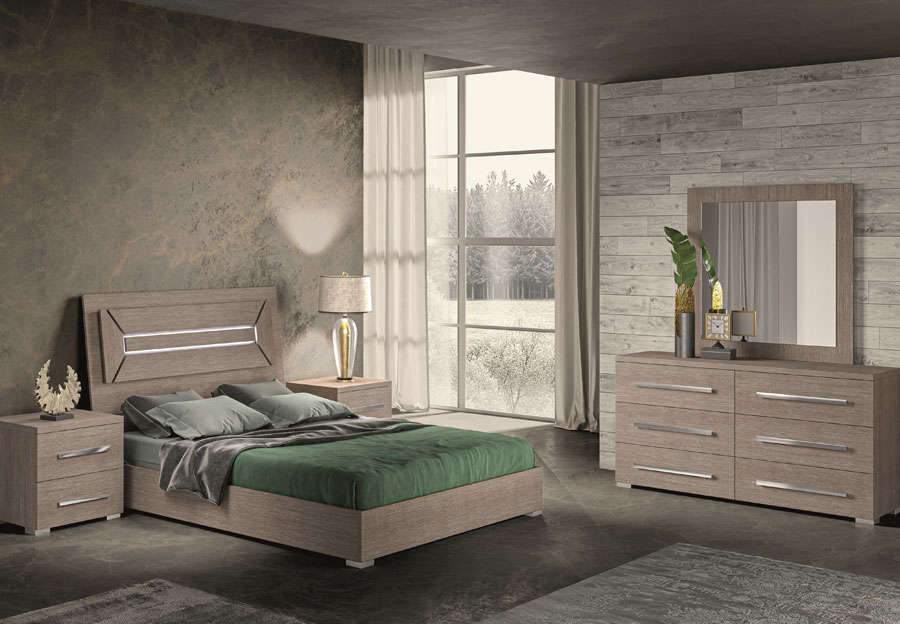 NCA Design Panama Matte Grey Dresser, Mirror and Queen Bed