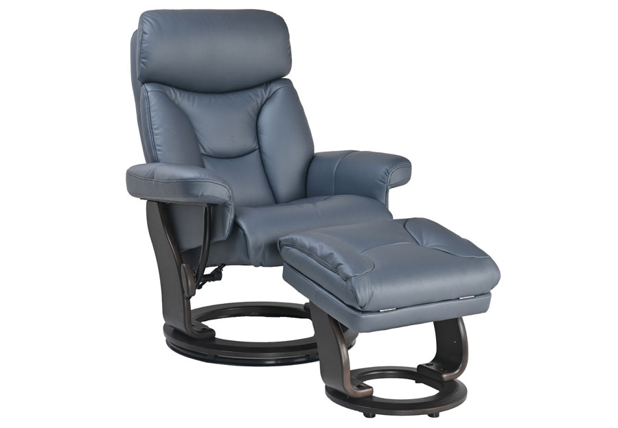 Benchmaster Stressfree Maui Steel Blue Euro Chair with Ottoman