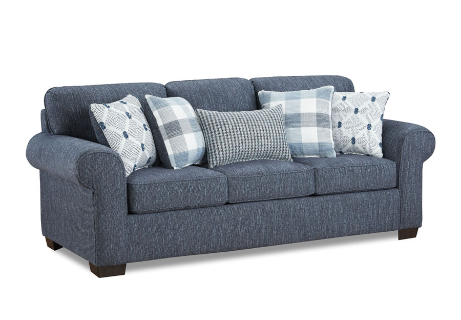 Affordable Belhaven Indigo Sofa with Accent Pillows