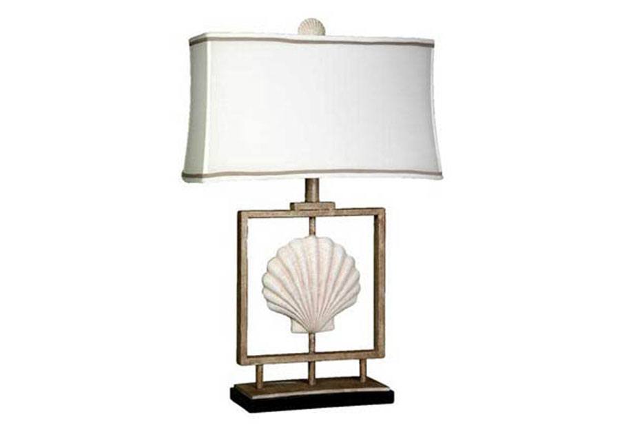 StyleCraft Poly and Iron Table Lamp with Seashell