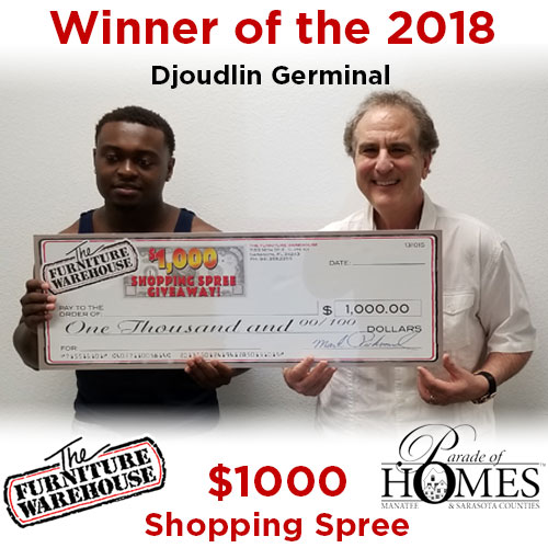 2018 winner of Parade of Homes $1000 Shopping Spree