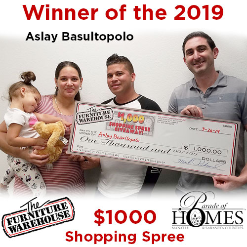 2019 winner of Parade of Homes $1000 Shopping Spree